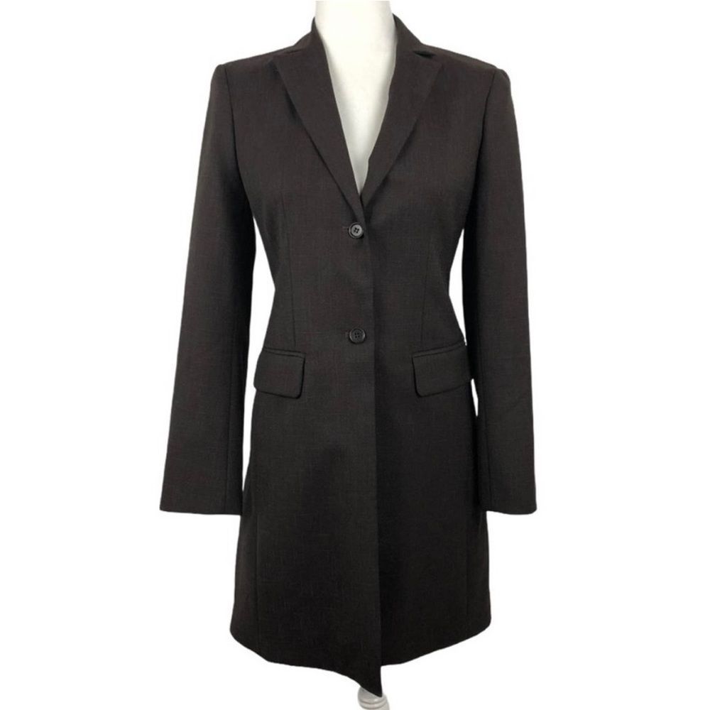 BCBGMaxAzria Cool Dark Brown Blazer Long Overcoat Jacket Size 2